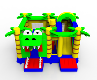 Ensemble de château gonflable à thème de jungle de crocodile commercial pour enfants, maison de rebond, château de saut, combo avec toboggan