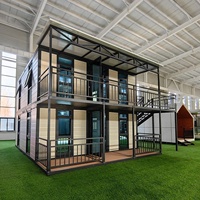 Maison préfabriquée modulaire verte, construite sur mesure, de luxe, en conteneurs, à deux étages, extensible, bureau, design moderne, ignifuge