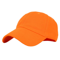 Casquettes de baseball à visière incurvée fluorescente vierges de haute qualité avec logo brodé personnalisé, en coton, 6 panneaux, non structurées, style « dad hat »