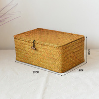 Panier de rangement multifonctionnel en jonc de mer naturel tressé, style nordique, rectangulaire, écologique, pour cosmétiques et cadeaux