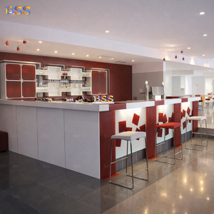 Barra de <span class=keywords><strong>Bar</strong></span> en Forma de L, Superficie Sólida Roja Premium, Barra Moderna y Creativa para Restaurante, Cafetería, Discoteca, Salón, Pub, Hotel - Product Image 6