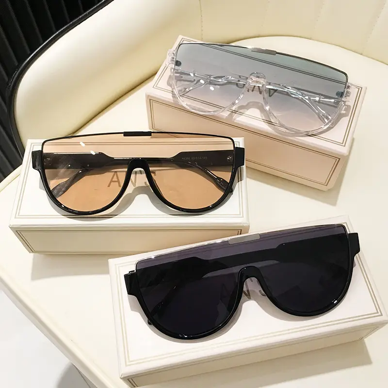 Erkekler tasarım adı marka yarım çerçeve gözlük yeni Trendy boy tek parça güneş kadınlar Vintage yuvarlak daire güneş gözlüğü