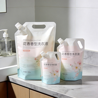 Sac en plastique composite en aluminium laminé anti-fuite, résistant, personnalisé, portable, pour liquide de lavage, avec logo