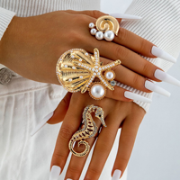 Bagues tendance 2025 pour femmes, grandes perles métalliques vintage, empilables, pour mariage et soirée, accessoires de main de créateur