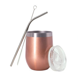 Gobelets en or <span class=keywords><strong>Rose</strong></span> 12oz, fournisseur vérifié TUV, gobelet à vin en acier inoxydable personnalisé avec couvercle et paille - Product Image 1