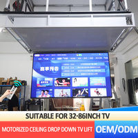 Rak TV Tersembunyi di Langit-langit yang Dapat Ditarik, Motorisasi 105 Derajat, Desain Tersembunyi, Lift TV Lipat di Langit-langit dengan Remote untuk Ukuran 32-86 inci