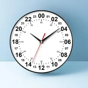2024 לוגו מותאם אישית 12 אינץ' קוורץ אנלוגי שעון קיר 24 שעות עיצוב מודרני סלון מיקום מחט עגול מיוצר
