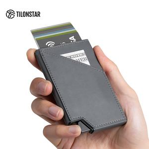 TILONSTAR TVC501, billetera emergente de aluminio de cuero de primera calidad con bolsillo para dinero de estilo ligero, tarjetero inteligente RFID para hombre - Product Image 4