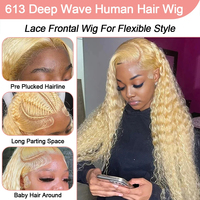 Perruque Lace Frontale 613 Blonde Cheveux Humains Bruts Ondulés Profonds Vietnamiens 13x6 HD Sans Colle