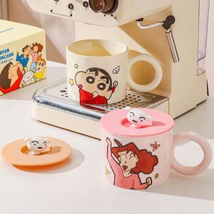 Crayon Shin-Chan <b>Cute</b> Cartoon Ceramic Water Cup with Lid High-Value Office and Home Drinking <b>Mug</b> for Parties - Product Image 3