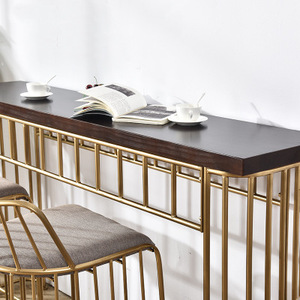 Comptoir en barre de fer, <span class=keywords><strong>table</strong></span> en bois massif pour la maison, salon moderne, coin de véranda, <span class=keywords><strong>table</strong></span> <span class=keywords><strong>haute</strong></span> à poser contre le <span class=keywords><strong>mur</strong></span> - Product Image 4