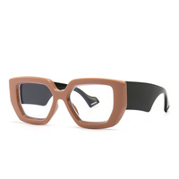Lunettes de vue carrées surdimensionnées rétro colorées tendance 2026 avec logo personnalisé, anti-lumière bleue, pour femmes