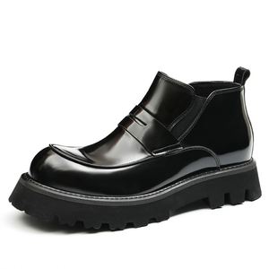 Chaussures en cuir à bout carré ultra-modernes et tendance de haute qualité, fabriquées en cuir véritable avec lacets, légères et antidérapantes pour l'automne - Product Image 2