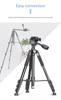 Tripod Kamera Kepala Fluida 360 Derajat, Ringan, Aluminium, Profesional untuk Perjalanan, Cocok untuk Kamera DSLR dan Ring Light