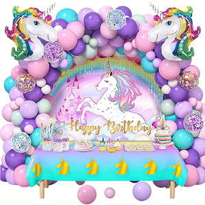 Kit d'<span class=keywords><strong>arche</strong></span> de ballons durables en aluminium et latex avec affiche Joyeux Anniversaire, imprimé offset, pour la décoration d'anniversaire d'enfants - 1 <span class=keywords><strong>licorne</strong></span> - Product Image 6