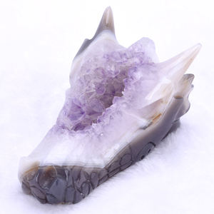 Di alta qualità con teschio di quarzo rosa testa di <span class=keywords><strong>drago</strong></span> artigianato personalizzabile in cristallo naturale intagliato a mano agata Geode Druzy - Product Image 4