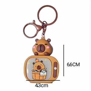 การ์ตูนน่ารัก capybara ทีวีที่มีแสงสร้างสรรค์สัตว์ตลกพวงกุญแจรถพวงกุญแจกระเป๋าเป้สะพายหลังจี้สำหรับเด็กของขวัญเครื่องประดับ - Product Image 6