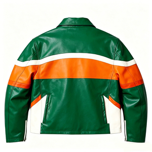 OEM ODM Clothing Manufacturers Custom Retro Embroidered Patchwork <strong>Bomber</strong> Sport Leather <strong>Jacket</strong> <strong>Men's</strong> Hip Hop Biker Leather <strong>Jacket</strong> - Product Image 3