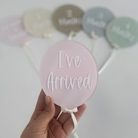 "Hello World" Disques acryliques en forme de ballon pour baby shower Cartes acryliques Baby Milestone