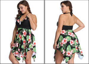Traje de <span class=keywords><strong>Baño</strong></span> Tankini de Talla Grande, Conjunto de <span class=keywords><strong>Dos</strong></span> Piezas con Estampado para Mujer, Talla 6XL, para <span class=keywords><strong>Senos</strong></span> Grandes, Traje de <span class=keywords><strong>Baño</strong></span> Halter, Ropa de Playa - Product Image 3