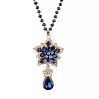 Kalung Panjang Liontin Bunga Kristal Custom Grosir untuk Wanita
