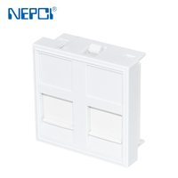 Plaque murale NEPCI 45x45mm à double port RJ45 avec obturateur XJY-NE-210, module Keystone 2 ports avec couvercle en plastique