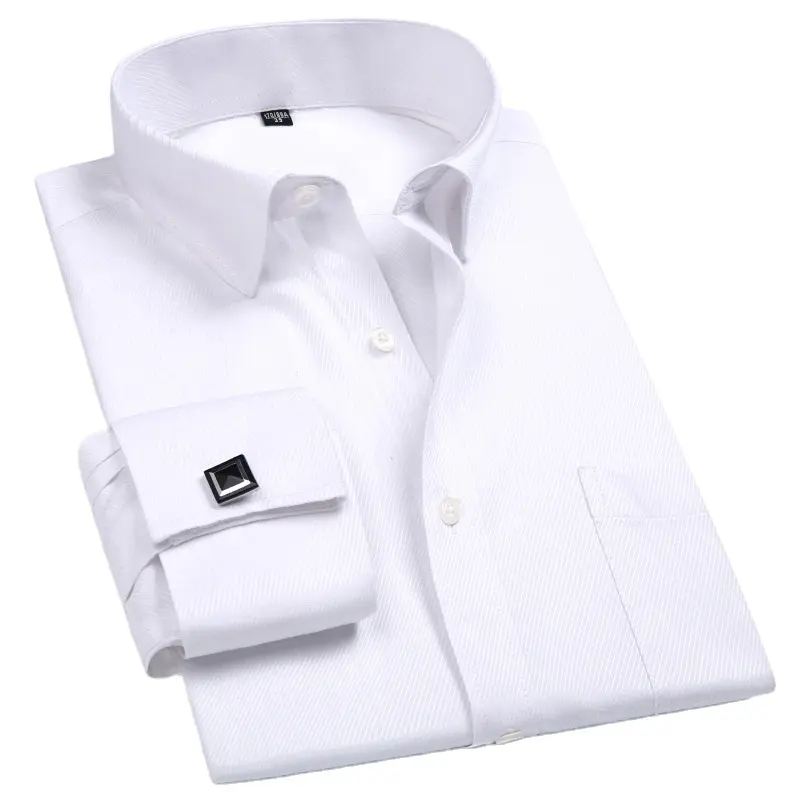 Camicia a maniche lunghe da uomo in MS-P78 bianco francese camicia da sposo in cotone