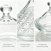 Bol à bonbons en verre transparent à sommet pyramidal, récipient décoratif avec couvercle pour la maison, l'organisation de la cuisine, les fêtes, les mariages et les cadeaux.