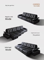 Canapé-lit inclinable électrique moderne de luxe en cuir noir avec télécommande, appui-tête réglable, canapé modulaire pour salon