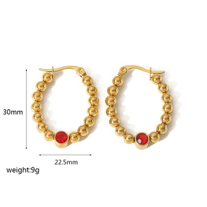 ต่างหูห่วง ทอง 18K สแตนเลสสตีล ประดับเพชรซิร์คอน ของขวัญเครื่องประดับแฟชั่นสำหรับผู้หญิง ดีไซน์วงรีรูปตัวยู - Product Image 4