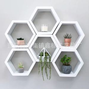 Hexagonal Honeycomb Wall <b>Shelf</b> Minimalist Wooden Storage <b>Rack</b> For Living Room Decorative Display <b>Shelves</b> - Product Image 1