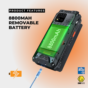 Shockproof 8800Amh Mobile Android Telefon Celular Antiexplosivo Intrinsically Safe Cellphone Reader Ip68 ATEX Mobile IECEx Phone - Product Image 5