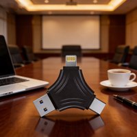 Adaptateur de clé USB 3.0 en métal 3-en-1 Type-C/Lightning/OTG Lecteur de carte 64 Go/128 Go/256 Go pour iPhone/Android/PC/Ordinateur portable Garantie 2 ans
