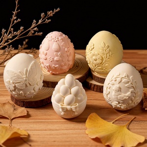 แม่พิมพ์เทียนรูปไข่อีสเตอร์พร้อมลายผีเสื้อแกะสลัก ลายโคลเวอร์สี่แฉก ลายไก่ ลายกระต่าย แม่พิมพ์ซิลิโคนสำหรับเทียนไข่ - Product Image 2