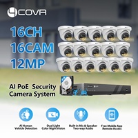 Système de caméra de sécurité CCTV 4COVR 16 pièces 12MP 6K 16 canaux, 4 To, conversation bidirectionnelle, détection de visage IA couleur, kit NVR PoE, surveillance