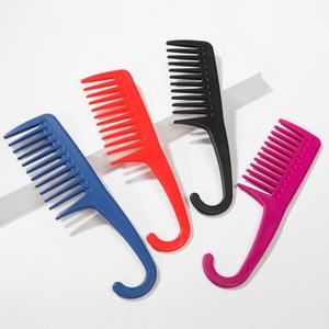Sisir rambut bundar hitam tebal merah biru buatan Cina sisir gigi besar dengan kait - Product Image 1
