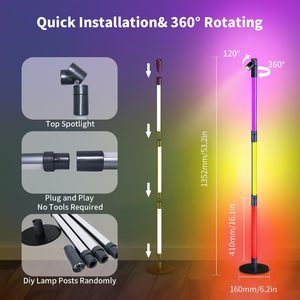 Lampadaire LED à filament pour éclairage d'ambiance intelligent RGB IoT, style graffiti, alimentation AC/DC, indice de protection IP65, pour usage routier, hôtelier, jardin, AGV - Product Image 2