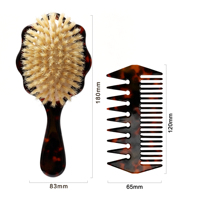 Brosse démêlante ovale de luxe pour coiffure avec coussin d'air en acétate de cellulose et coussinet à dents, motif écaille de tortue