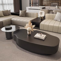 Table basse ovale moderne en pierre frittée italienne, ensemble de 2 tables gigognes en quartz pour salon, vente en gros usine