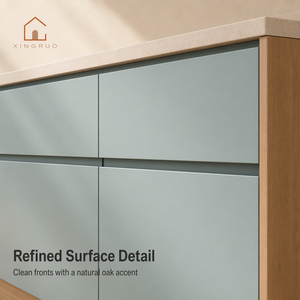 Mobili da <span class=keywords><strong>Cucina</strong></span> Lineari XINGRUO Blu <span class=keywords><strong>Lago</strong></span> con Dettagli in Rovere Sbiancato, Arredamento Moderno Personalizzato per Cucine di Appartamenti e Ville - Product Image 3