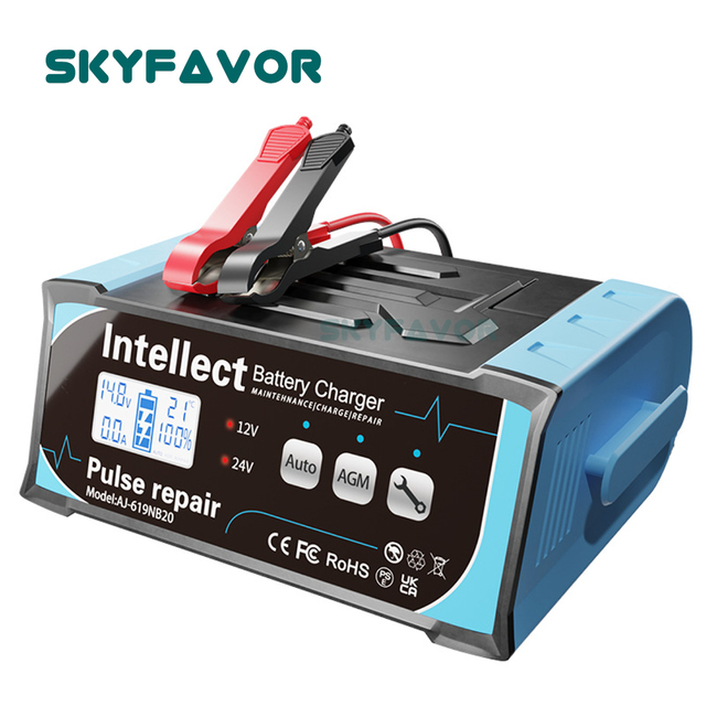 Universal 12V 24V Battery Charger 12V 24V 11A Smart Automatic Fast Lead Acid EFB GEL AGM Heavy Duty Truck Car Battery Charger