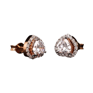 6mm <b>Heart</b> Halo CZ Stud <b>Earrings</b> | Dainty Solitaire Push Back Gold/<b>Silver</b> | Bridal Wedding Fine Jewelry OEM 1.99-3.99ct - Product Image 1