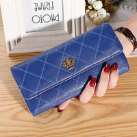Dompet Wanita Kulit Motif Kotak-kotak dengan Logo Custom, Tempat Ponsel, Dompet Panjang, Tempat Kartu, Kantong Uang & Koin, Dompet Tipis