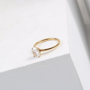 Ins Hot Thời Trang 18K mạ vàng phẫu thuật Tungsten thép không gỉ engagement Ring tuyên bố CZ Ring cho phụ nữ của đám cưới - Product Image 3