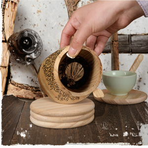 SINCERE DIY Pine Wood Coffee Tea <strong>Cup</strong> <strong>Coasters</strong> 10x10cm Round Modern Eco-Friendly - Product Image 2