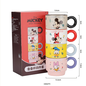 Cartoon Mickey Minnie Stackable Ceramic <strong>Mug</strong> <strong>Set</strong> - Cute Couple/ Family Coffee Cups for Birthday Gift 4-piece <strong>Stacking</strong> Drinkware - Product Image 6