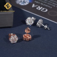 Anting Desain Bunga Matahari 9mm Perak Sterling 925 VVS Moissanite Anting Stud Hip Hop Perhiasan untuk Pria Wanita Hadiah