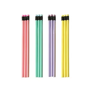 High Quality Customized Wooden HB Pencils Graphite Pencil with Eraser Black Lead Wholesale Back to School Cheap Pencil