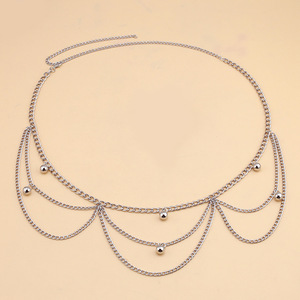 Cadena de Cintura de Moda con Colgante de Bola Dorada, Cadena de Cintura Multicapa, Accesorio Retro para Fiesta, Aleación de Zinc, Un Solo Círculo - Product Image 4