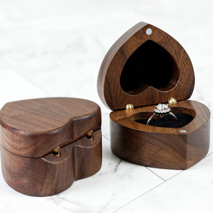 Tự làm nhung mềm nội thất chủ đề nghị Đính Hôn lễ cưới EcoFriendly Món quà trang sức bông tai trường hợp gỗ hộp nhẫn trái tim - Product Image 4